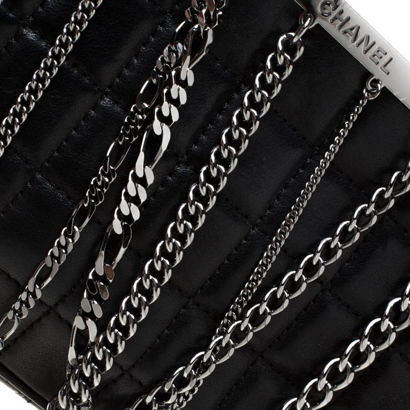 Chanel Black Chocolate Bar Leather Multi-Chain Clutch 7