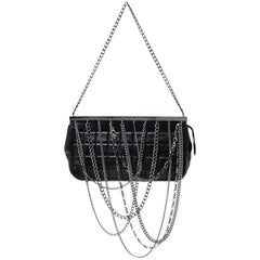 Chanel Black Chocolate Bar Leather Multi-Chain Clutch