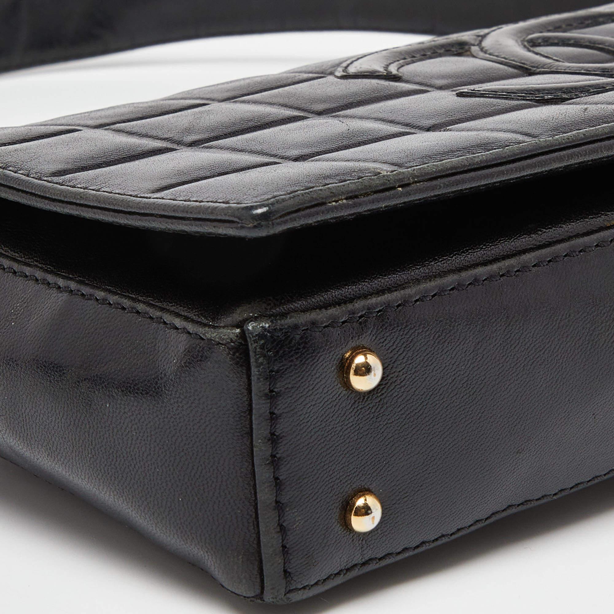 Chanel Black Chocolate Bar Leather Vintage Flap Bag For Sale 2