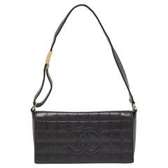 Chanel Black Chocolate Bar Leather Vintage Flap Bag