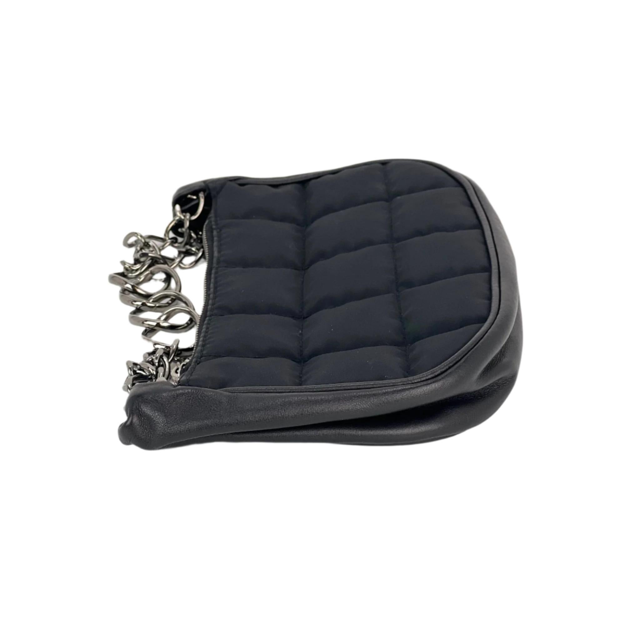 Chanel Black Chocolate Bar Nylon Leather Pochette Bag 1