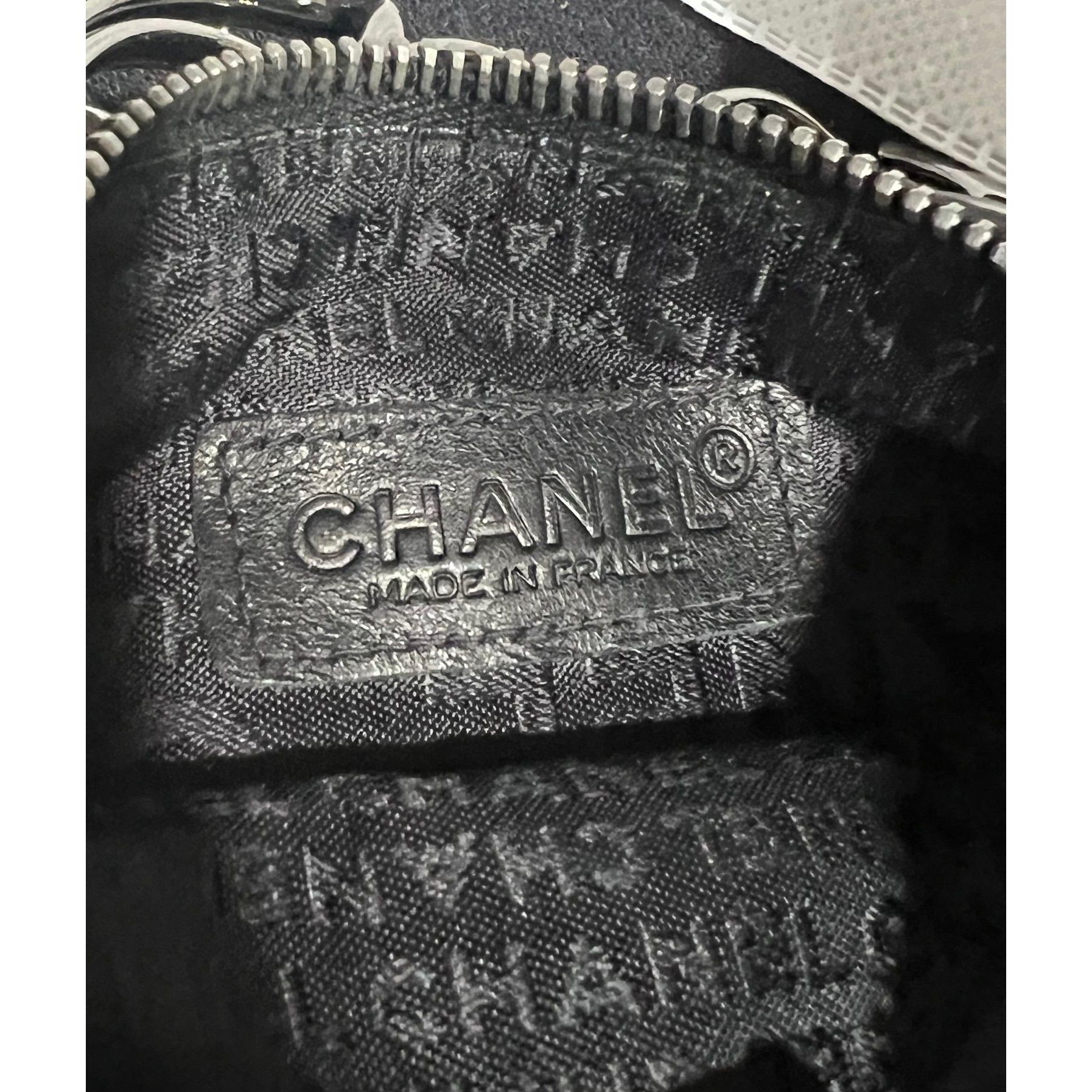 Chanel Black Chocolate Bar Nylon Leather Pochette Bag 4