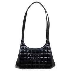 Chanel Black Chocolate Bar Patent Leather Kisslock Shoulder Bag
