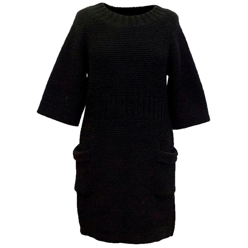 Chanel Black Chunky Knitted Dress US 6