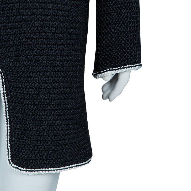 Chanel Black Chunky Loose Knit Long Sleeve Dress S 2