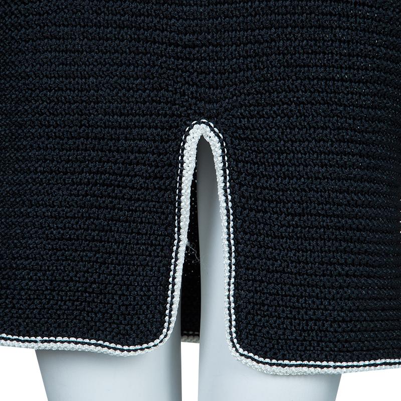 Chanel Black Chunky Loose Knit Long Sleeve Dress S 4