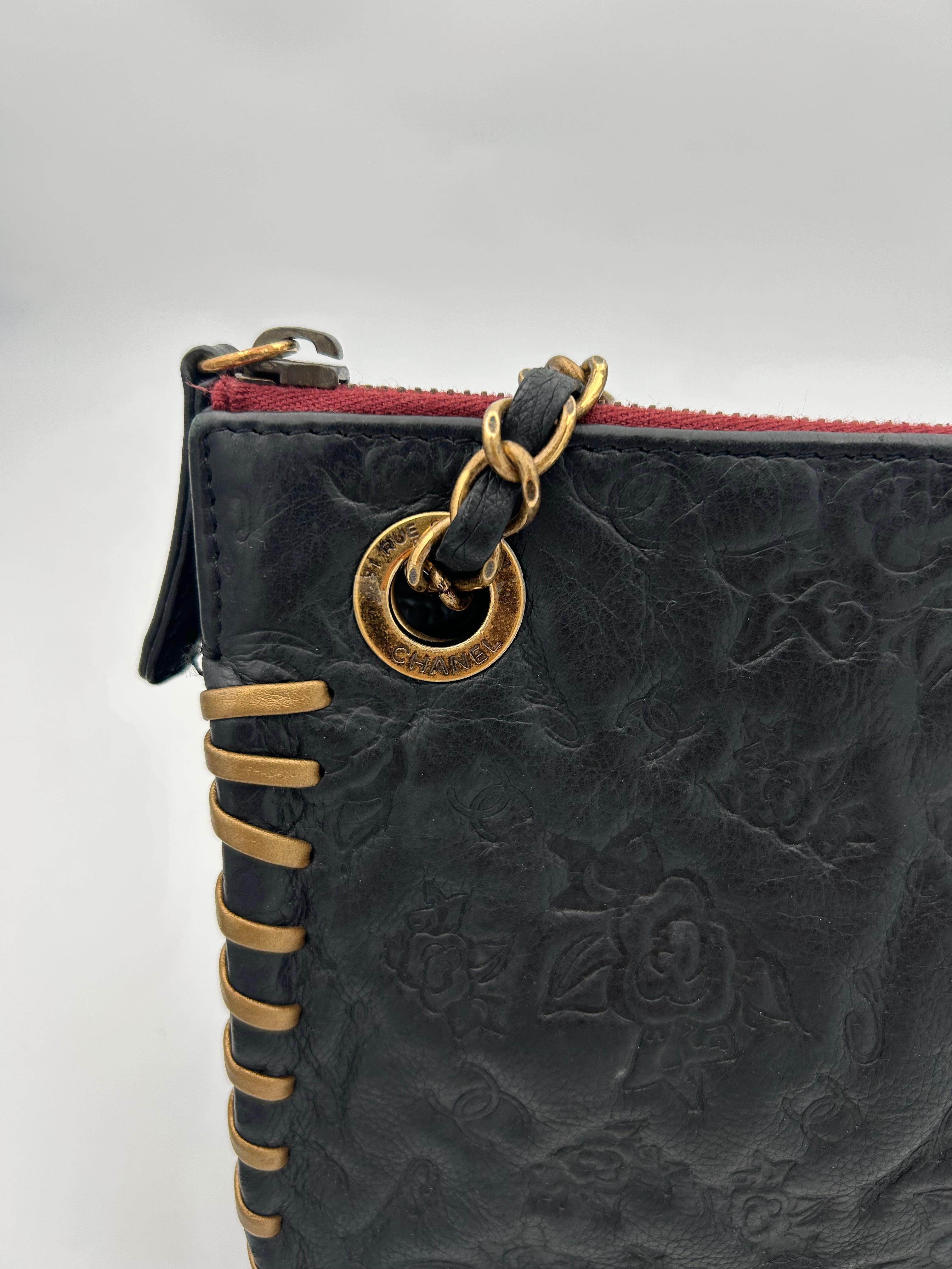 Chanel Black Classic Bag Camellia Blizzard 2010-2011 For Sale 2