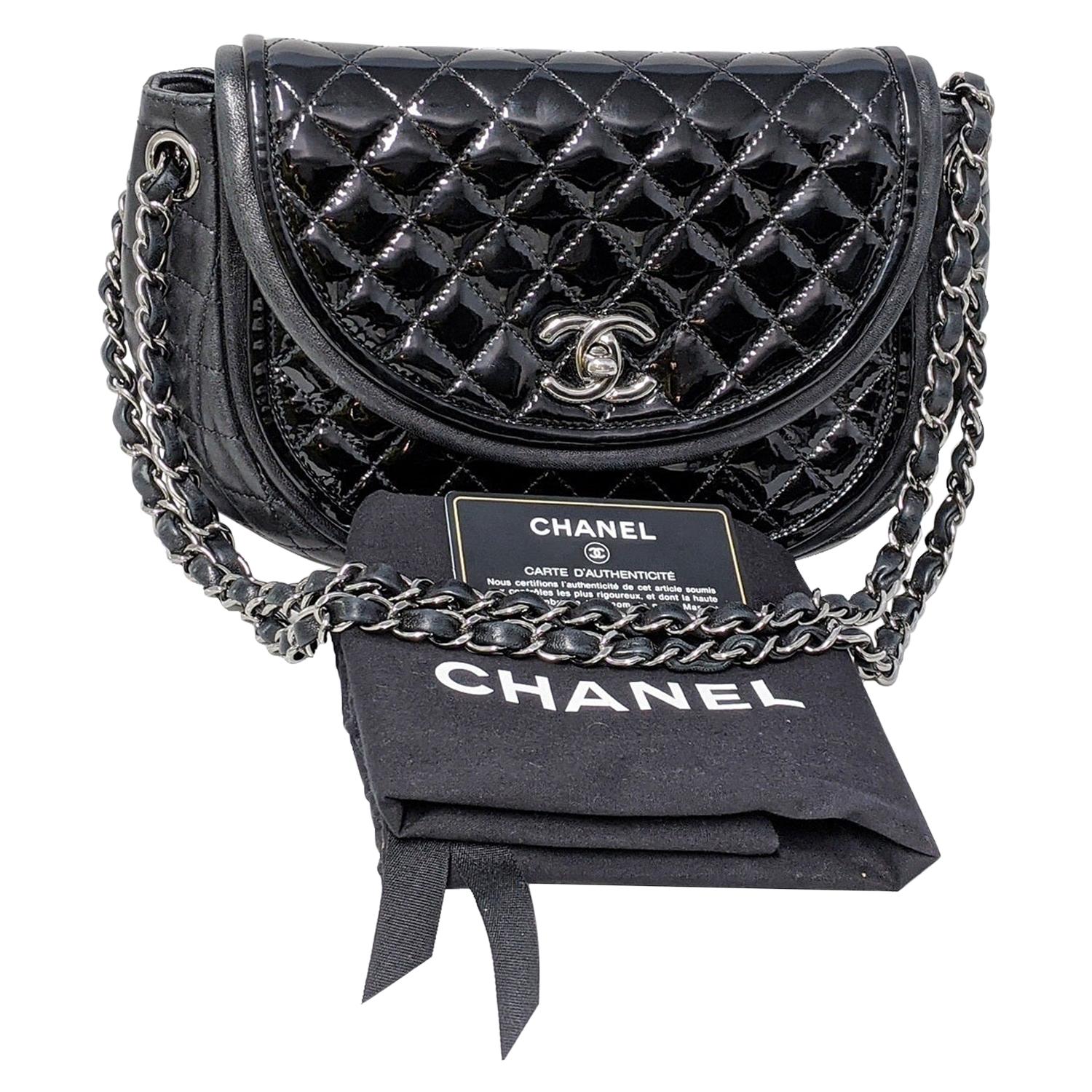 Chanel Black Classic Twist Crescent Flap Bag