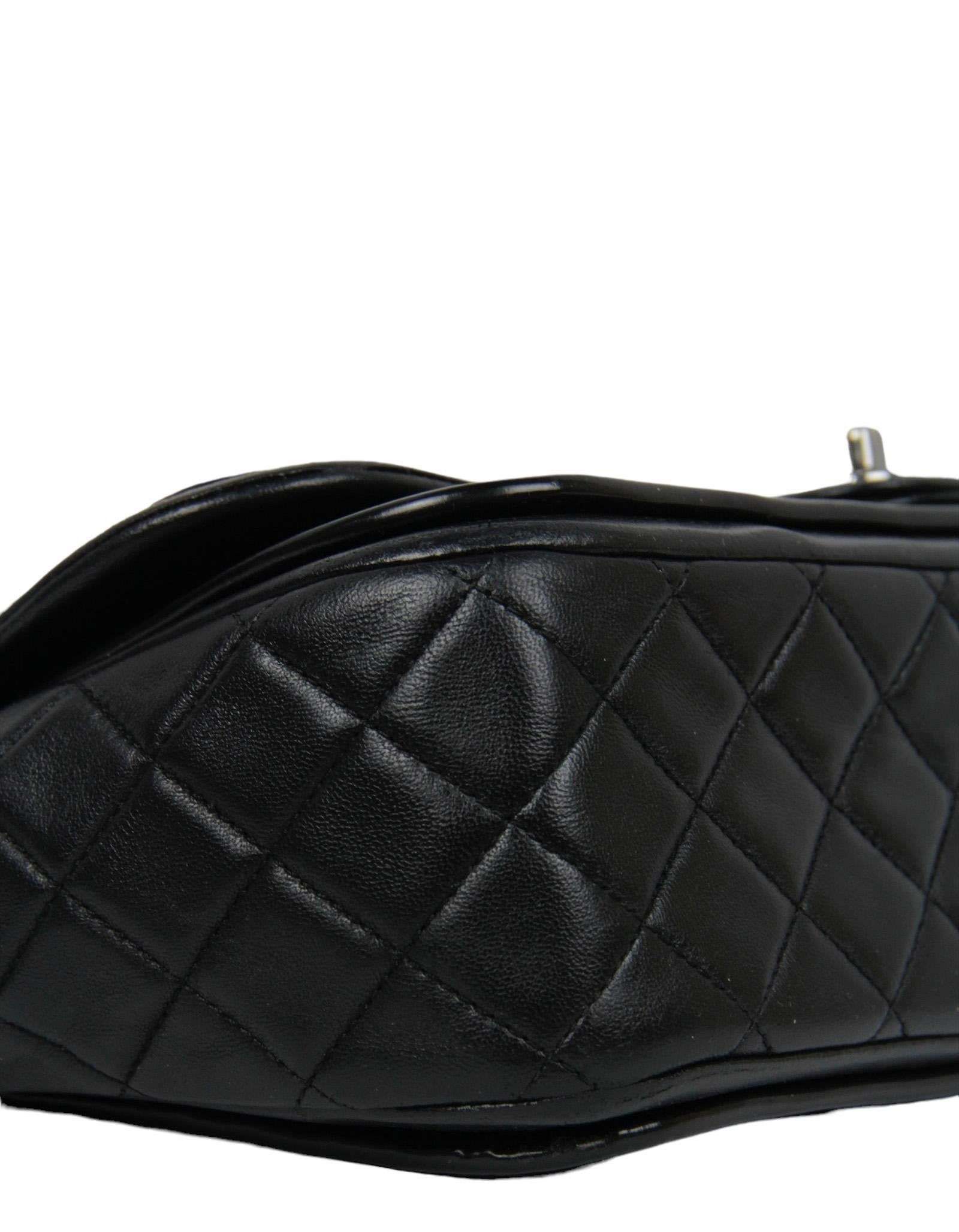 Chanel Black Classic Twist Patent Flap Bag w/ Lambskin Trim For Sale 1