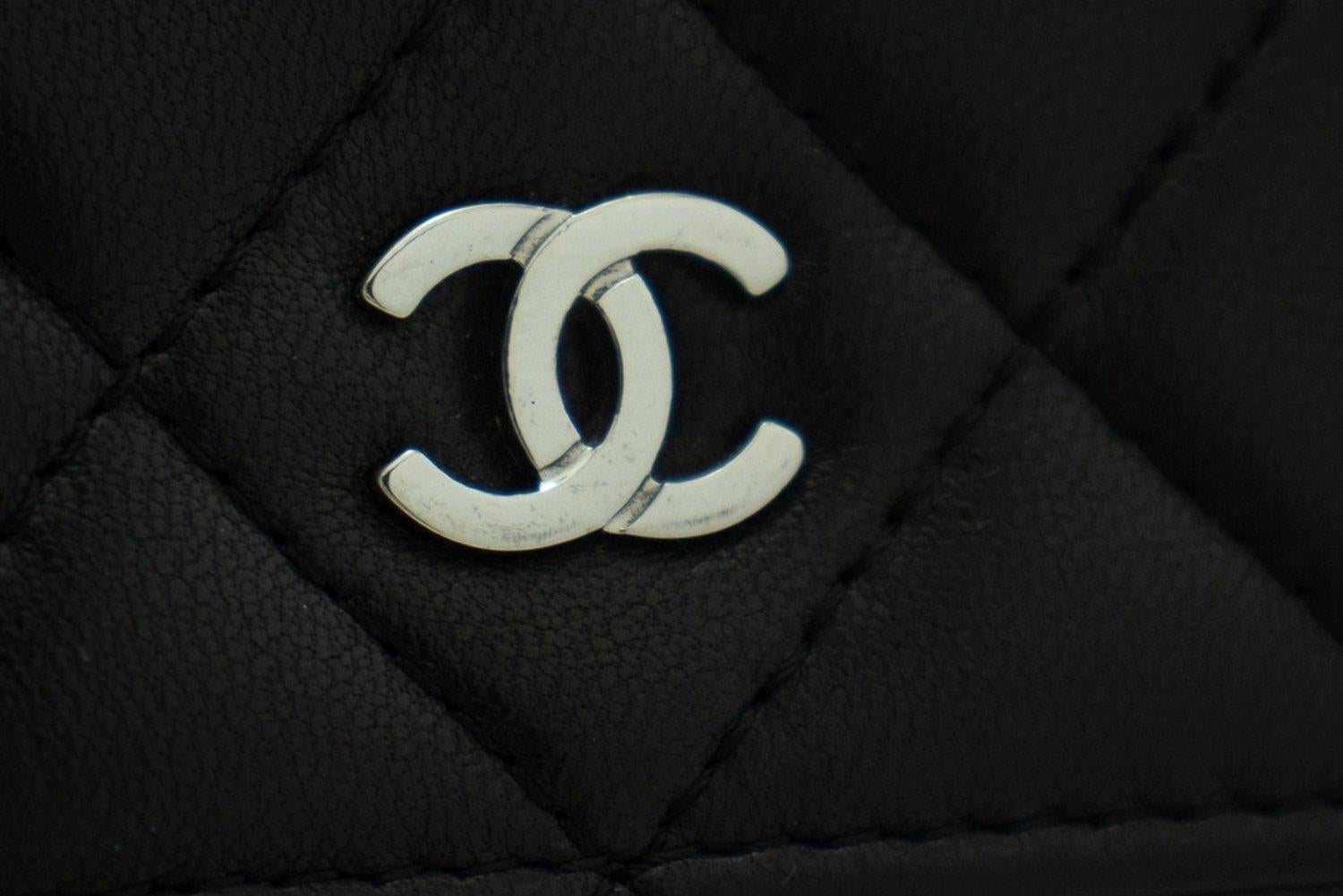 CHANEL Black Classic WOC Wallet On Chain Shoulder Bag Lambskin 5