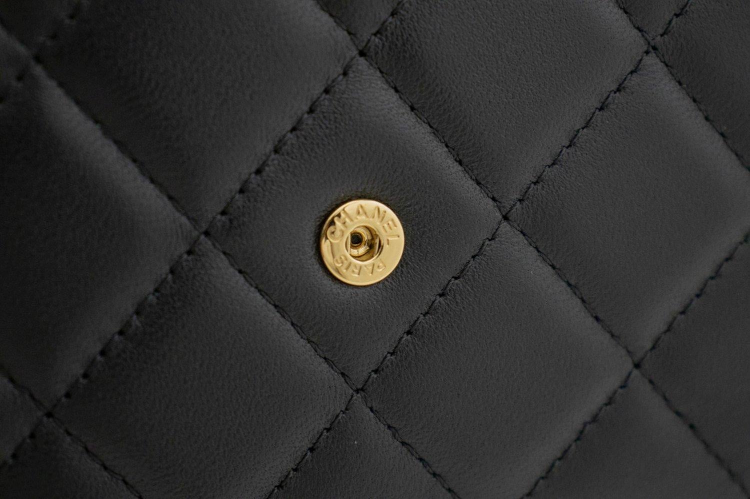 CHANEL Black Classic WOC Wallet On Chain Shoulder Bag Lambskin 10