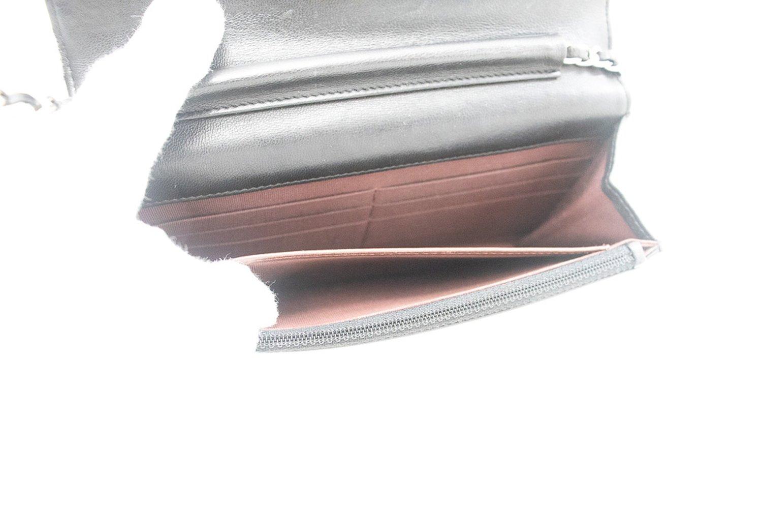 CHANEL Black Classic WOC Wallet On Chain Shoulder Bag Lambskin 9