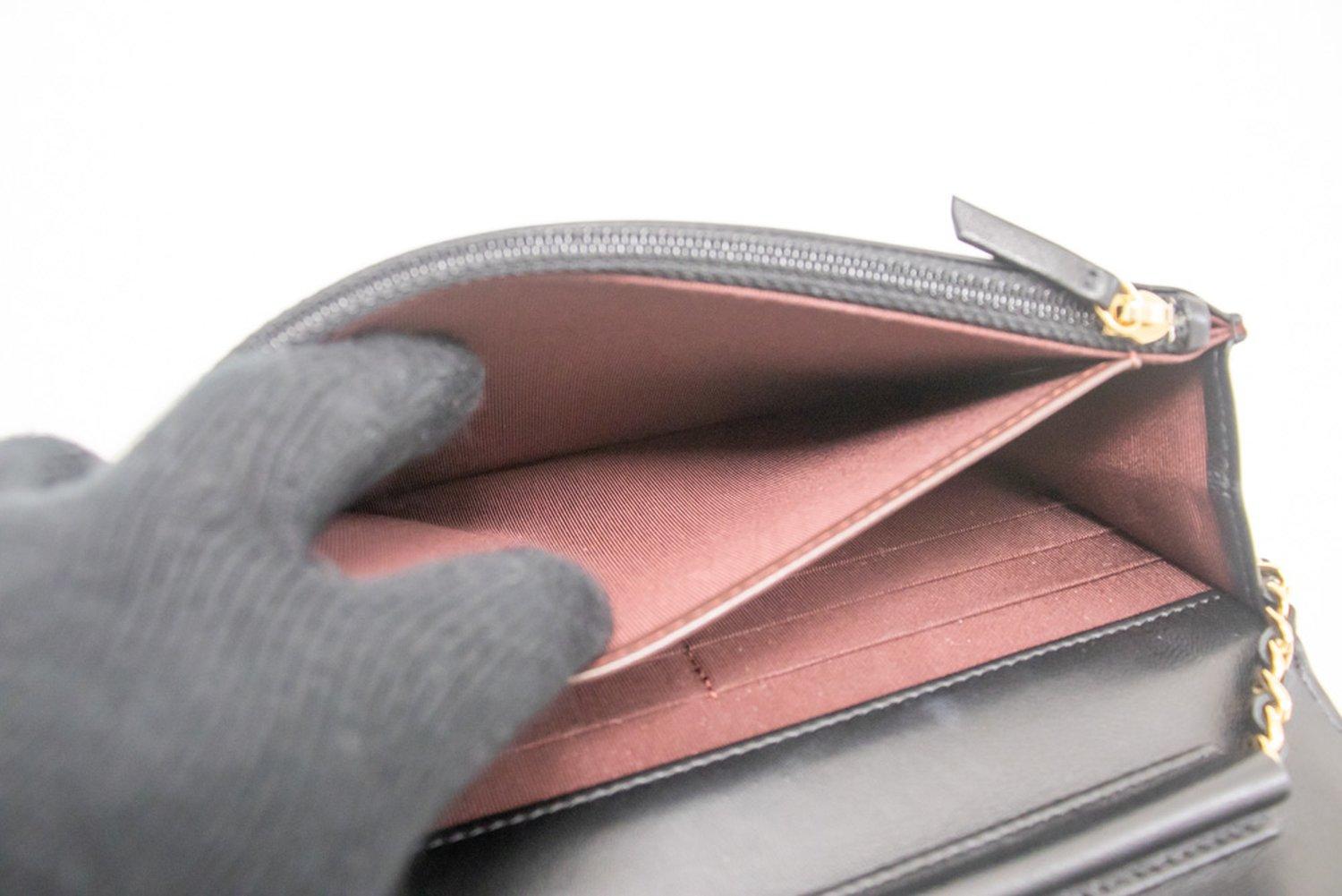 CHANEL Black Classic WOC Wallet On Chain Shoulder Bag Lambskin 14