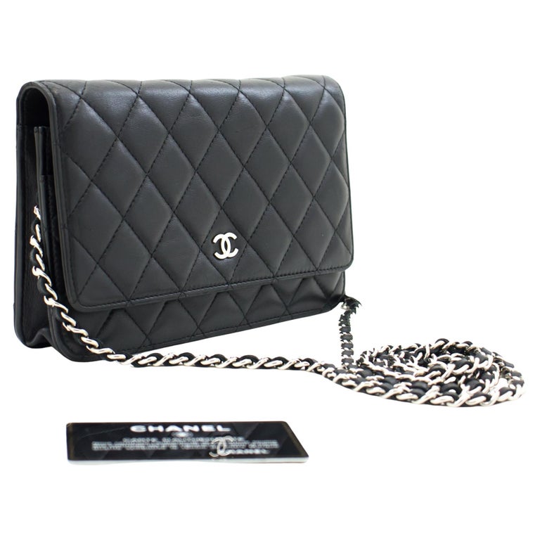 CHANEL Black Classic WOC Wallet On Chain Shoulder Bag Lambskin at 1stDibs