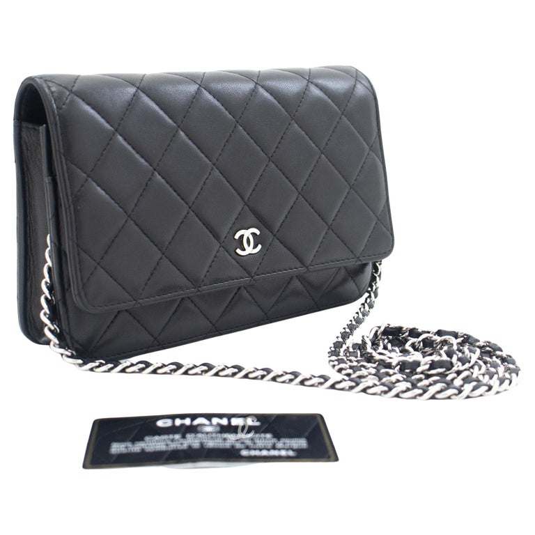 CHANEL Black Classic WOC Wallet On Chain Shoulder Bag Lambskin at 1stDibs
