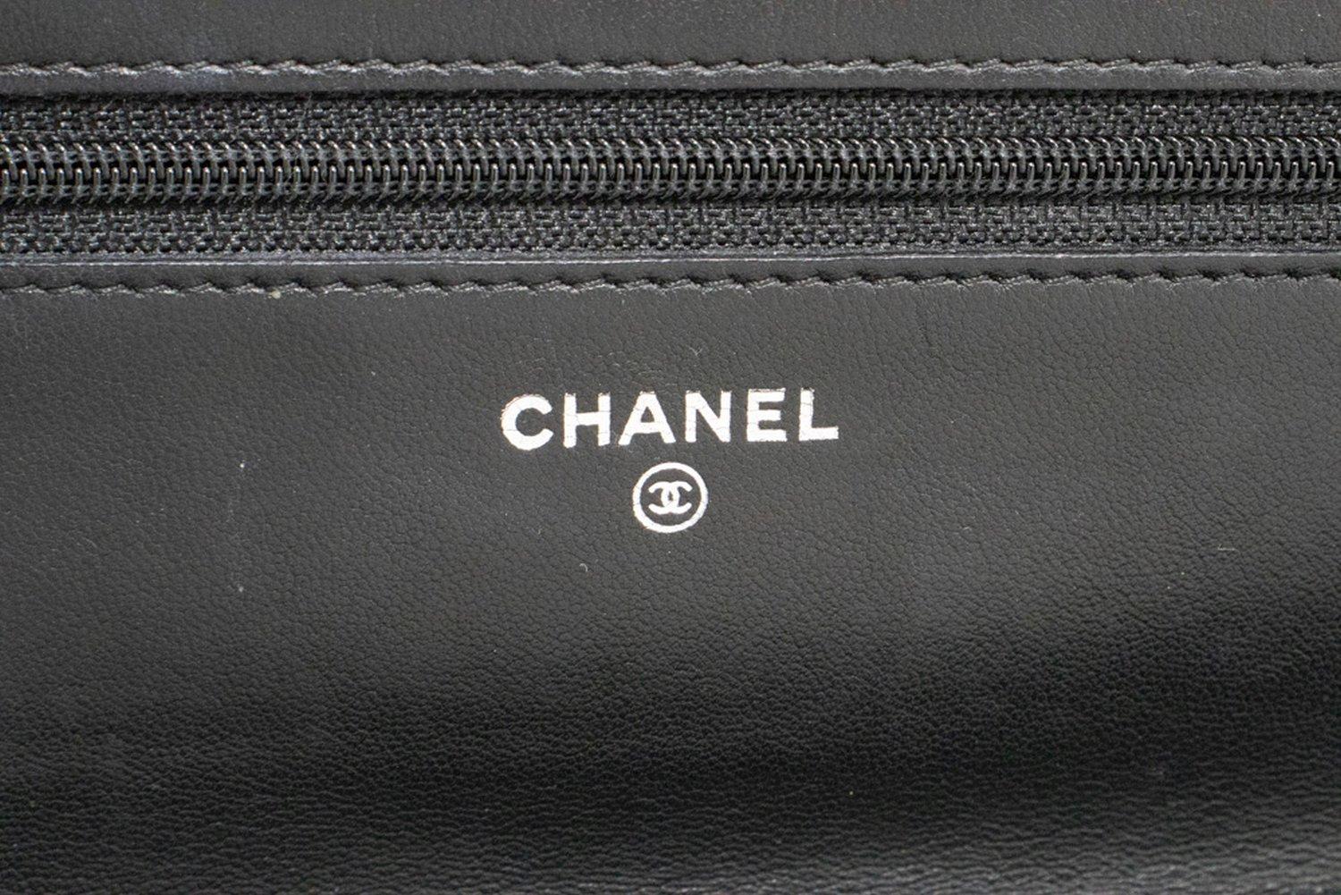 CHANEL Noir Classic WOC Wallet On Chain Shoulder Bag Lambskin SV 8