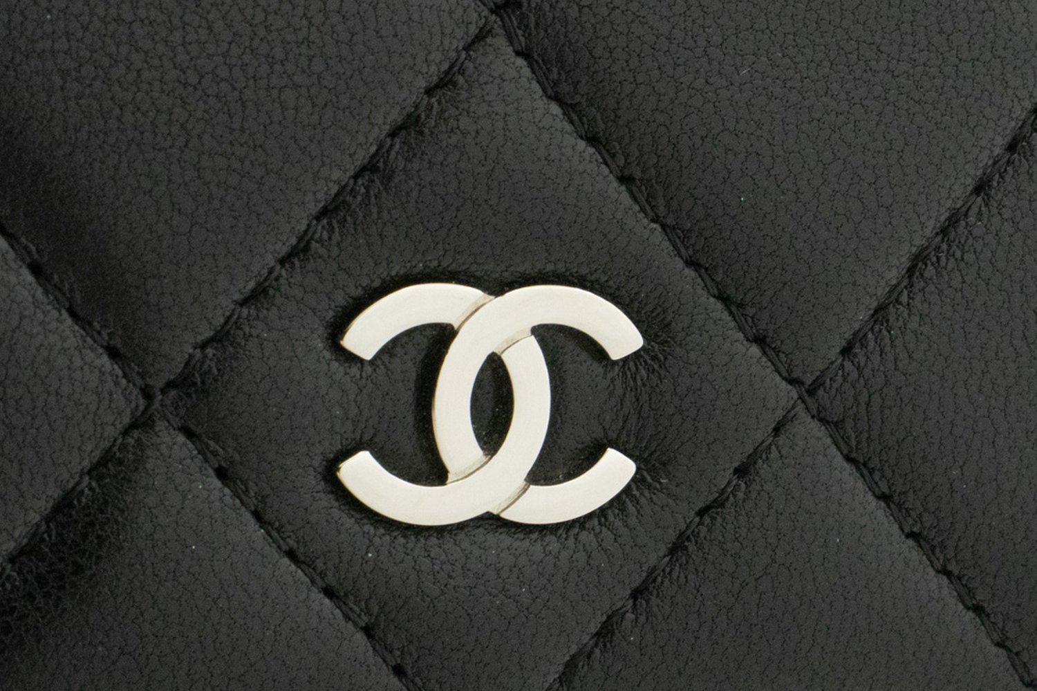 CHANEL Noir Classic WOC Wallet On Chain Shoulder Bag Lambskin SV 12