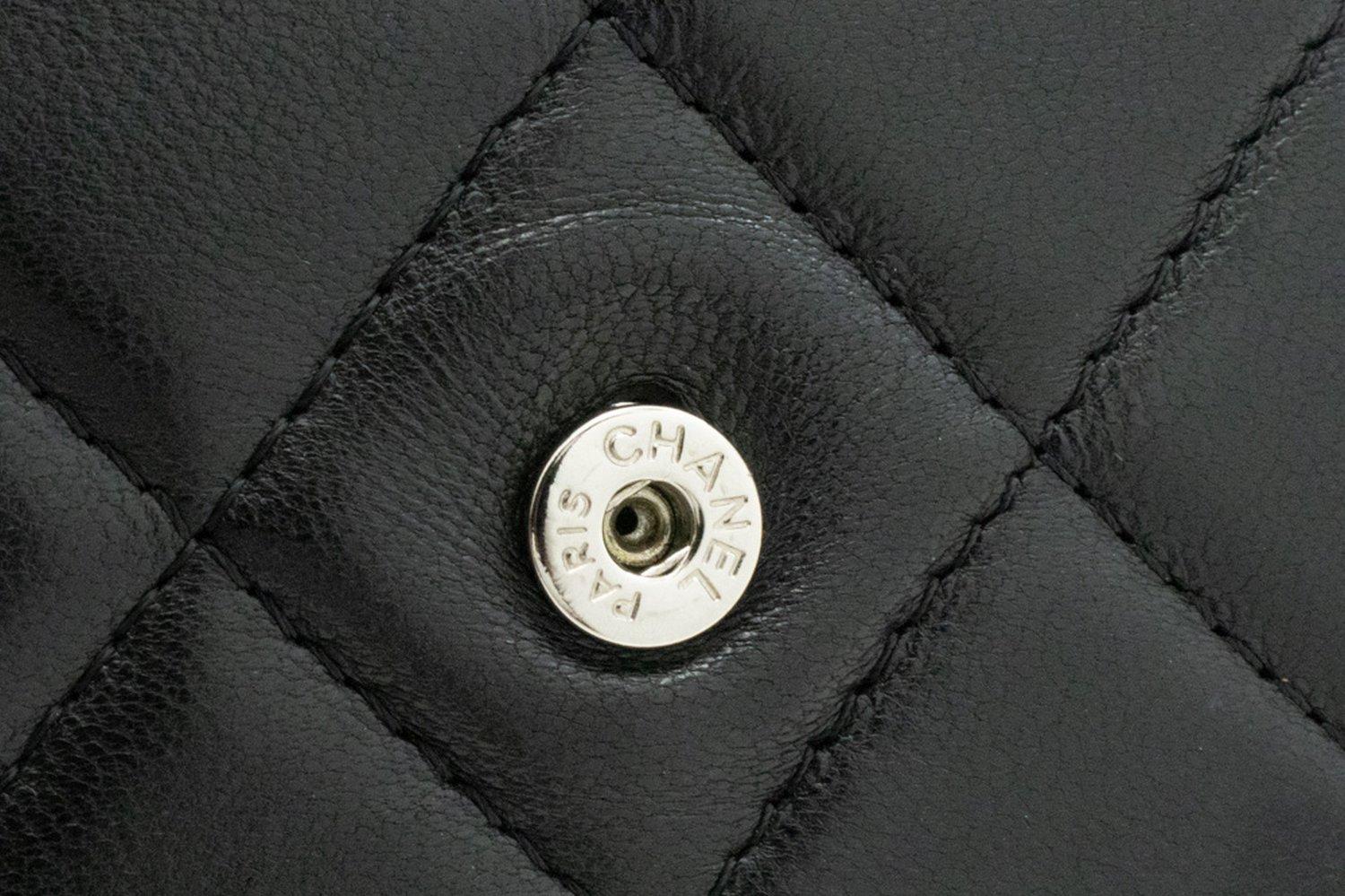 CHANEL Black Classic WOC Wallet On Chain Shoulder Bag Lambskin SV 14
