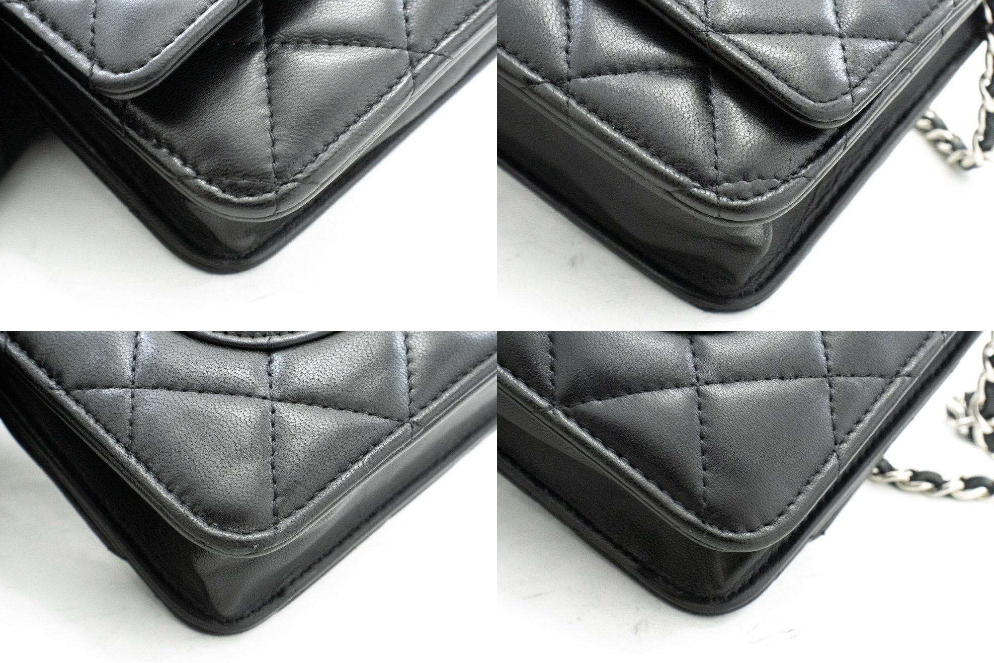 CHANEL Black Classic WOC Wallet On Chain Shoulder Bag Lambskin SV 2