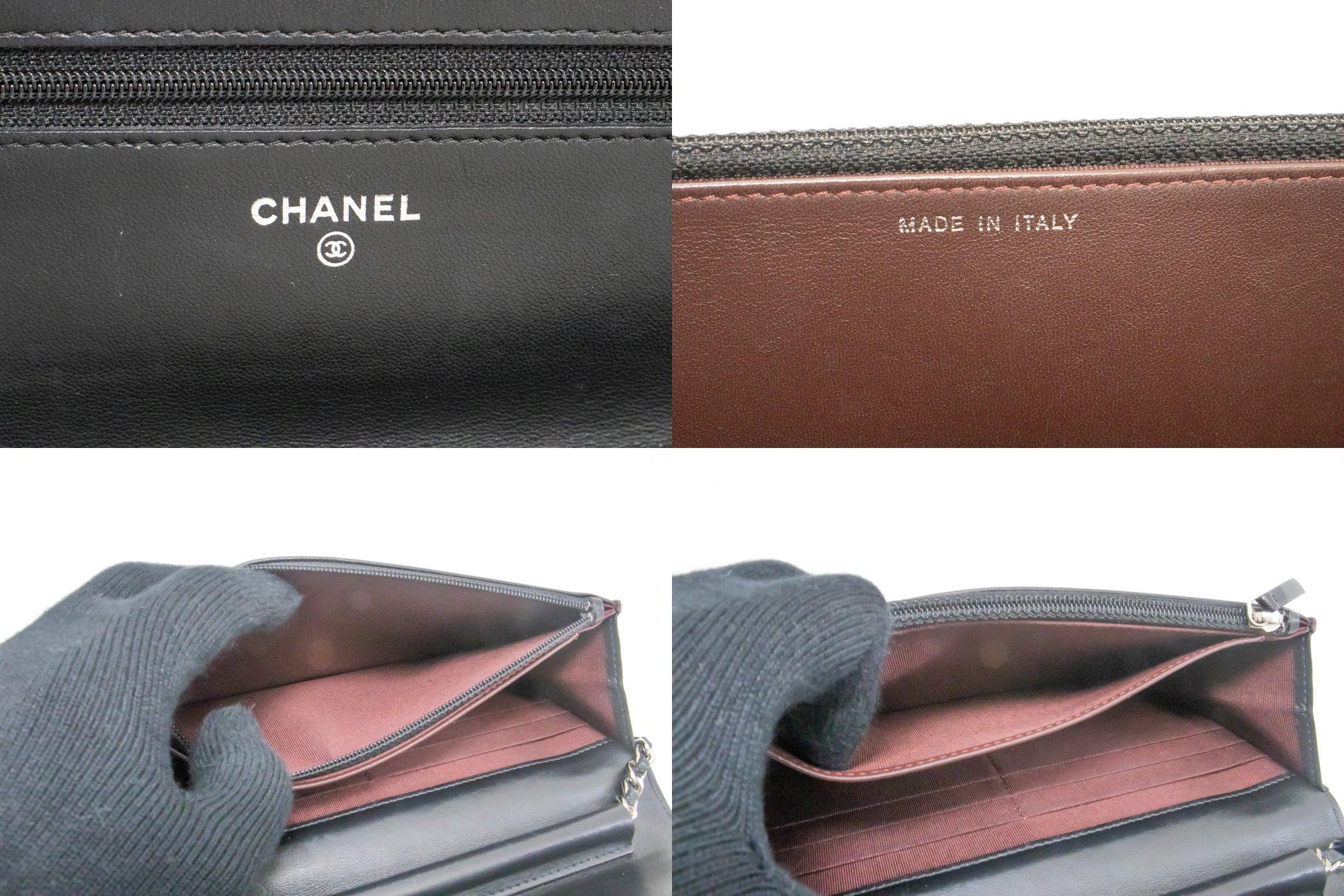 CHANEL Noir Classic WOC Wallet On Chain Shoulder Bag Lambskin SV 4