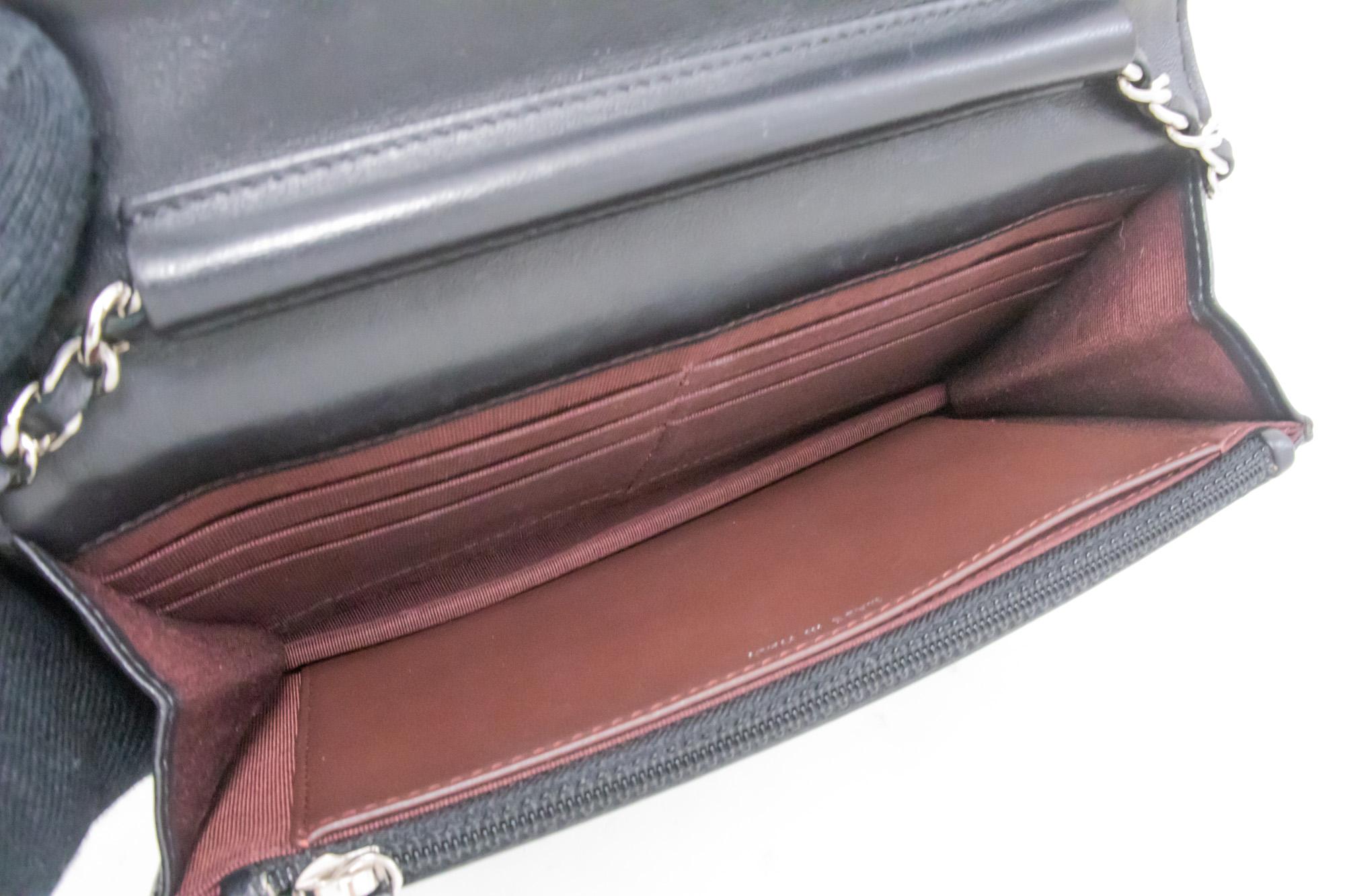 CHANEL Black Classic WOC Wallet On Chain Shoulder Bag Lambskin SV 5