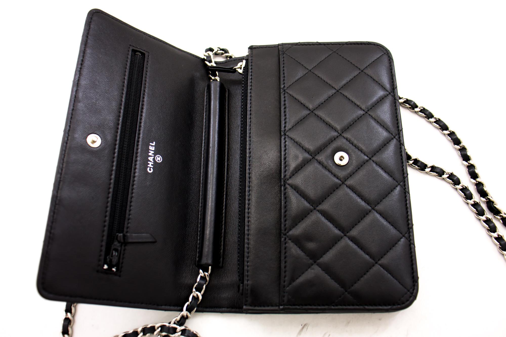 CHANEL Black Classic WOC Wallet On Chain Shoulder Crossbody Bag 5