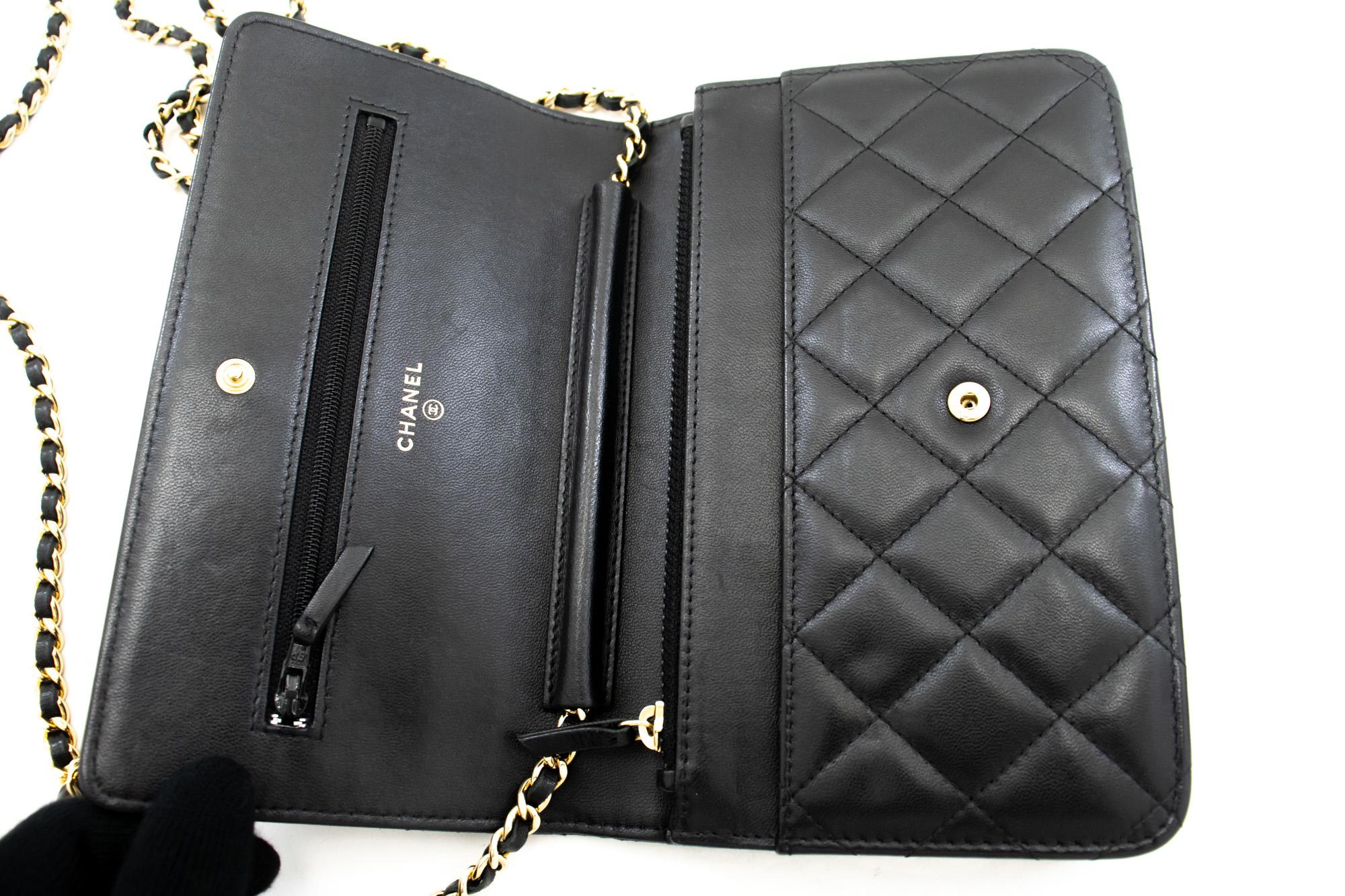 CHANEL Black Classic WOC Wallet On Chain Shoulder Crossbody Bag For Sale 3