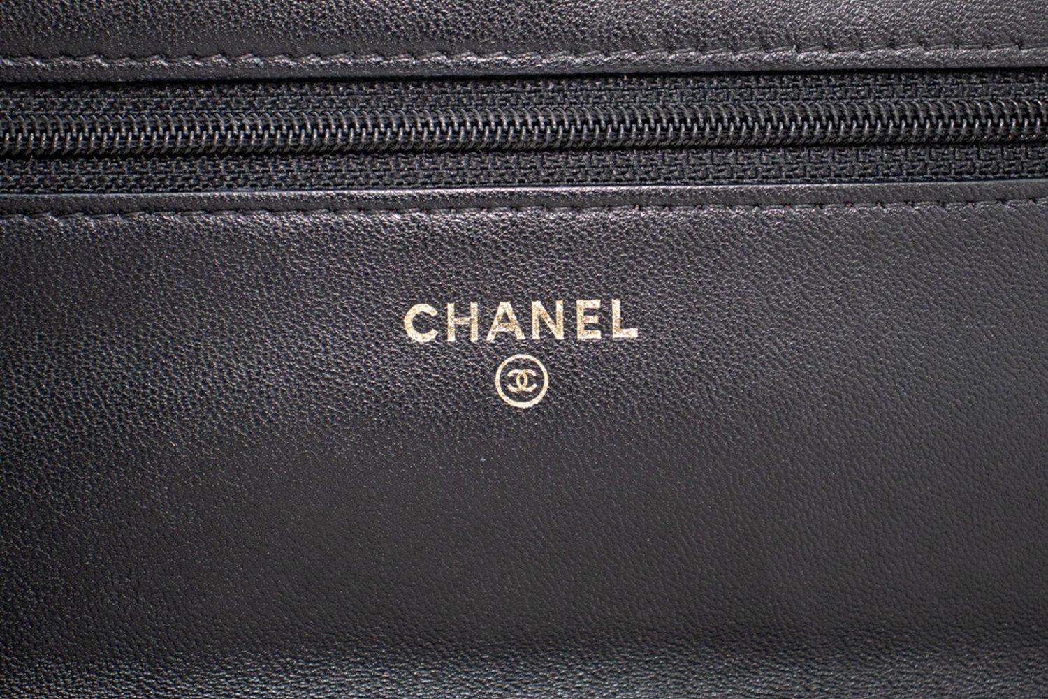 CHANEL Black Classic WOC Wallet On Chain Shoulder Crossbody Bag For Sale 8