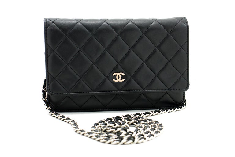 CHANEL Black Classic WOC Wallet On Chain Shoulder Crossbody Bag For ...