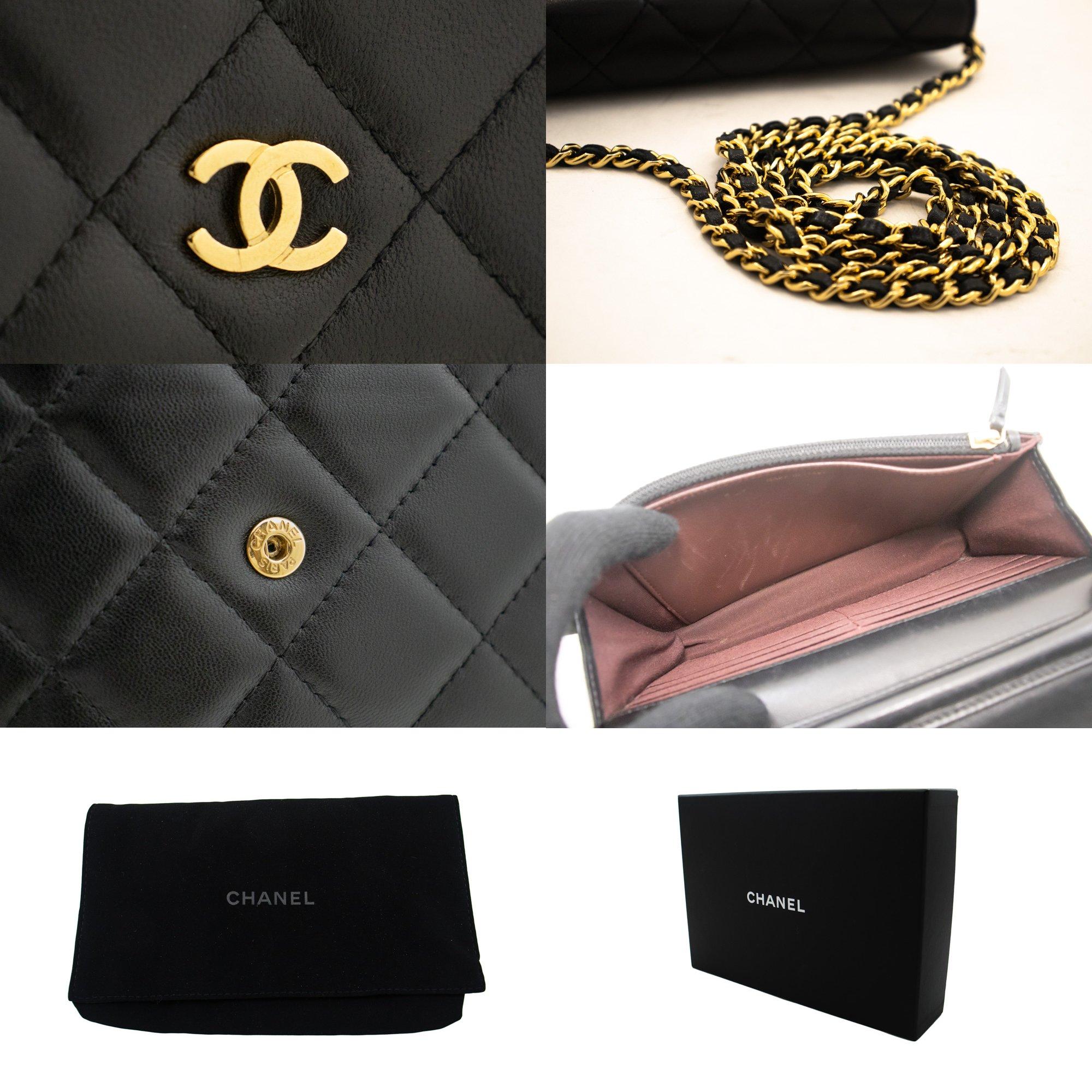 Women's CHANEL Black Classic WOC Wallet On Chain Shoulder Crossbody Bag For Sale