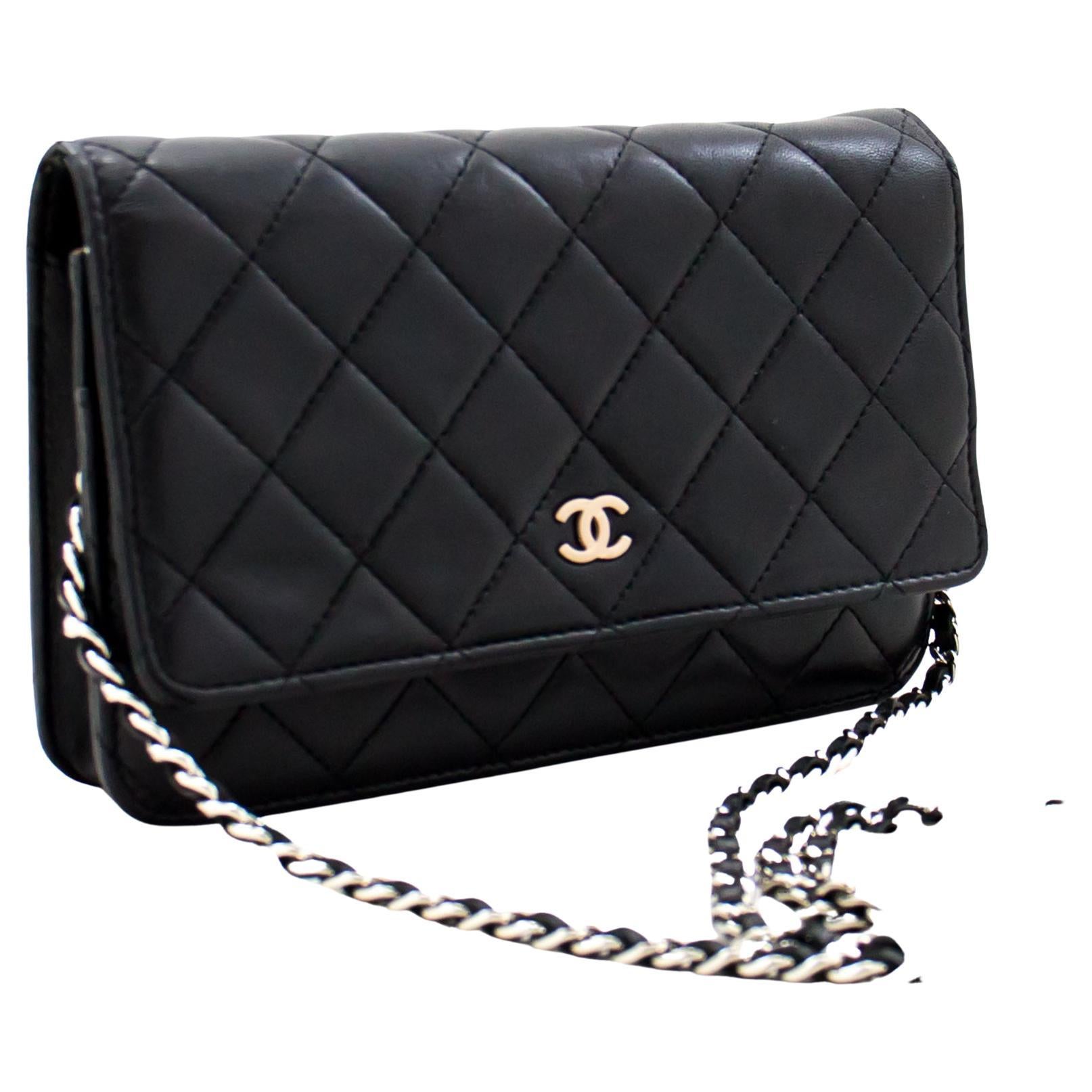 CHANEL Black Classic WOC Wallet On Chain Shoulder Crossbody Bag For ...