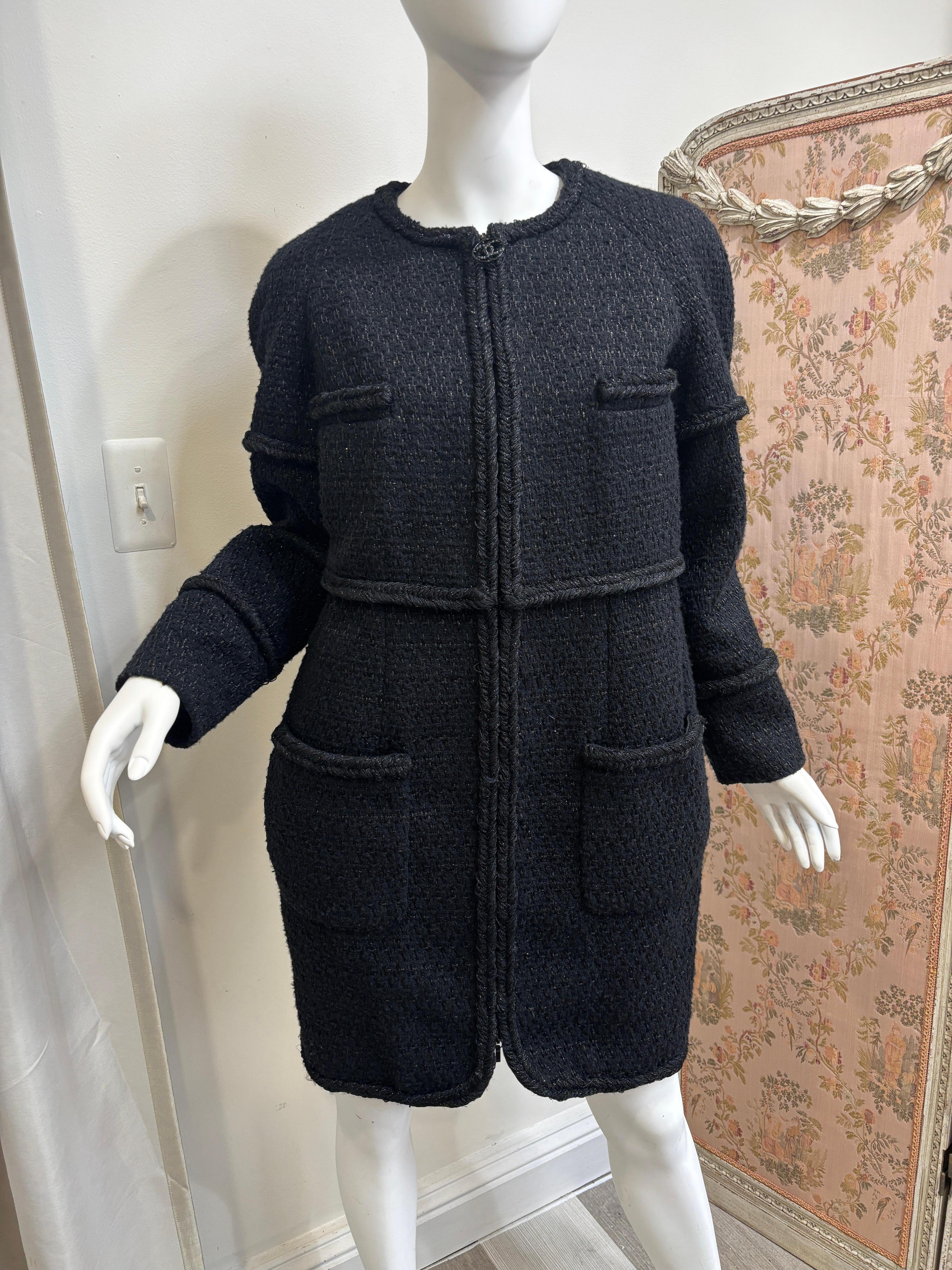 Chanel Black Coat Size 40/2019 Collection For Sale 1