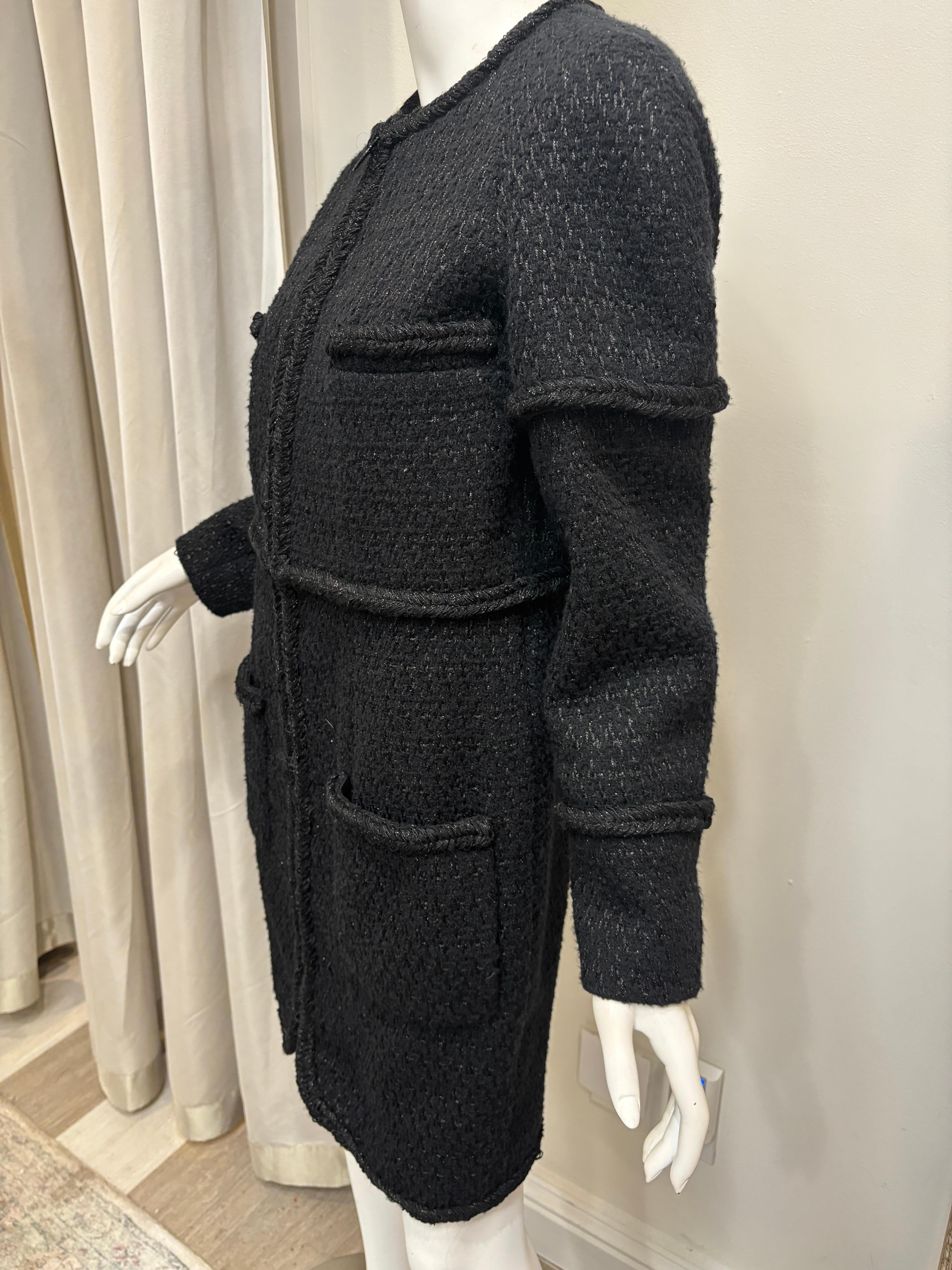 Chanel Black Coat Size 40/2019 Collection For Sale 2