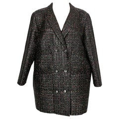 Chanel Black Coat with Multicolored Spots
