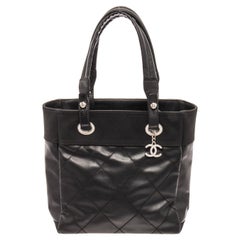 Chanel Black Coated Canvas Paris Biarritz Tote Bag