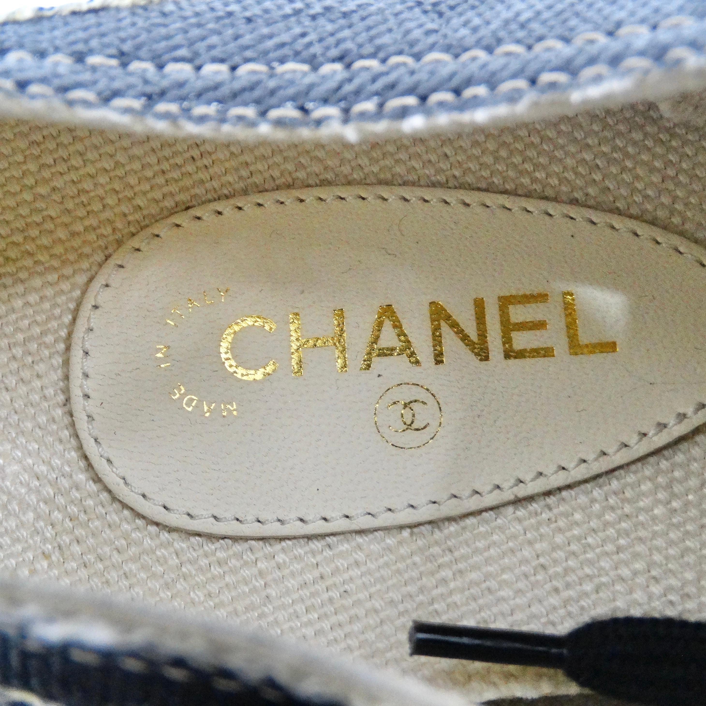 Chanel Black Coated Toile Lace Up Sneakers In New Condition For Sale In Scottsdale, AZ