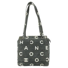 Chanel Black Coco Canvas Zip Tote Shoulder Bag 8ch630s