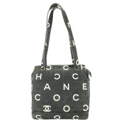 Chanel Schwarz Coco Canvas Umhängetasche mit Reißverschluss 8ch630s
