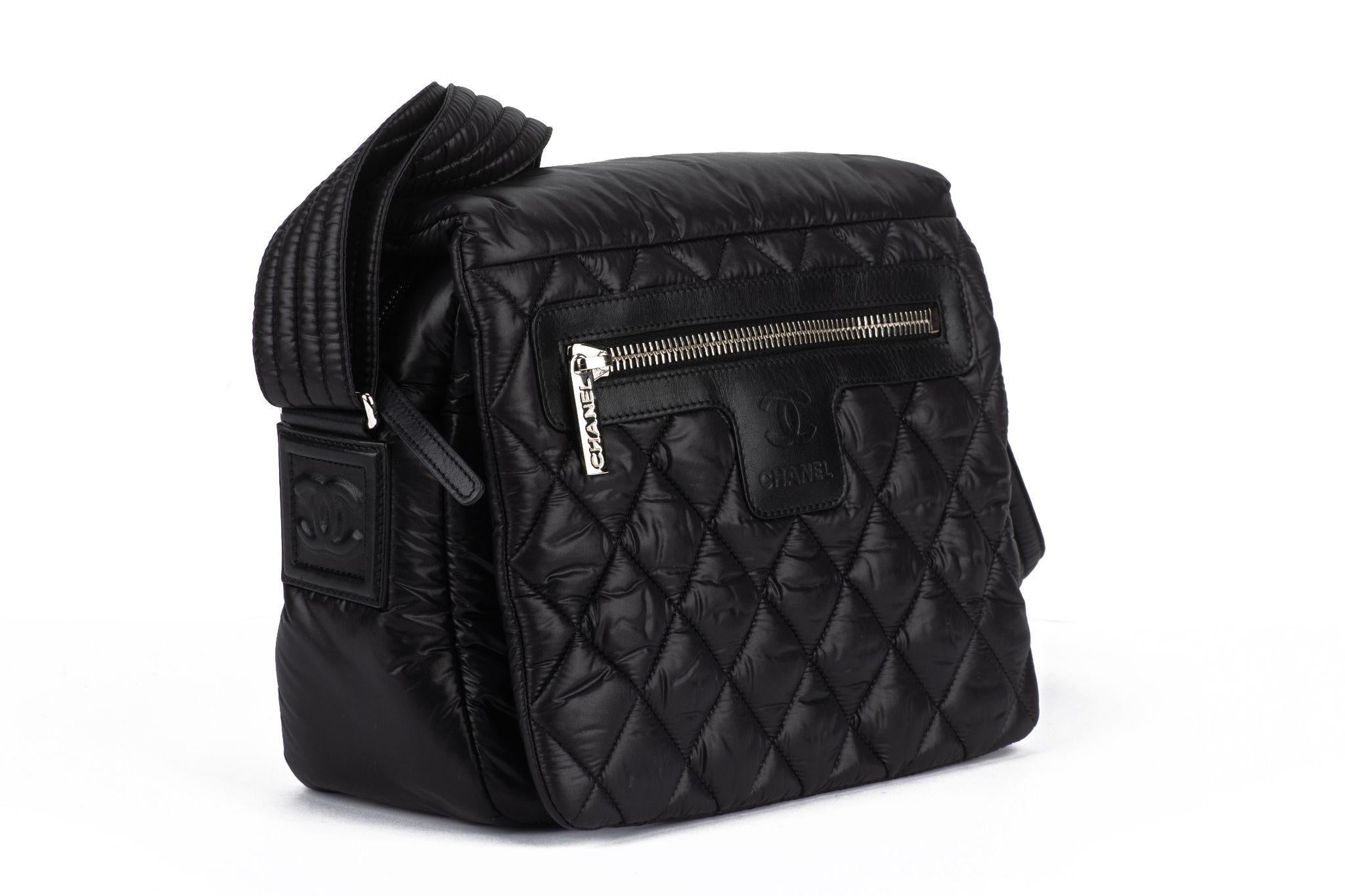 The Chanel Cocoon crossbody features diamond quilting leather, debased logo, single adjustable shoulder strap drop 13