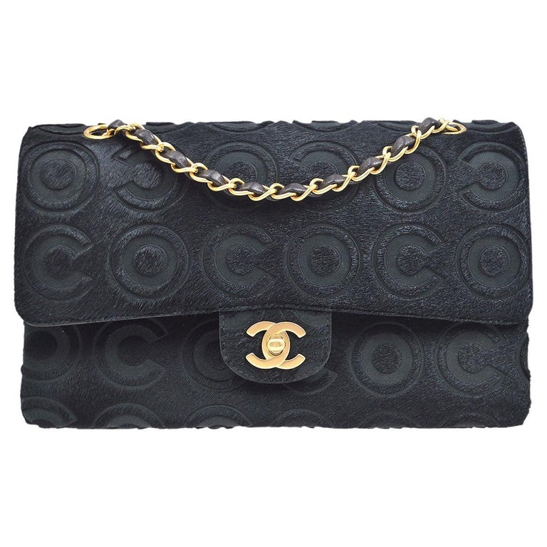Chanel Vintage Black Quilted Canvas Gold Metal Chain Shoulder Flap Bag For  Sale at 1stDibs