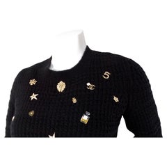 Chanel Black Coco Neige Lucky Charms Cashmere & Wool Blend Sweater 2018