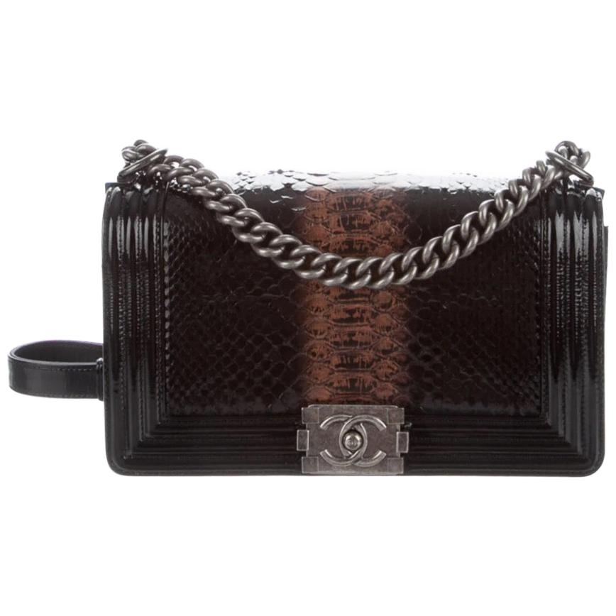 Chanel Boy Ruthenium Finish Medium Black Quilted Leather Bag A67086