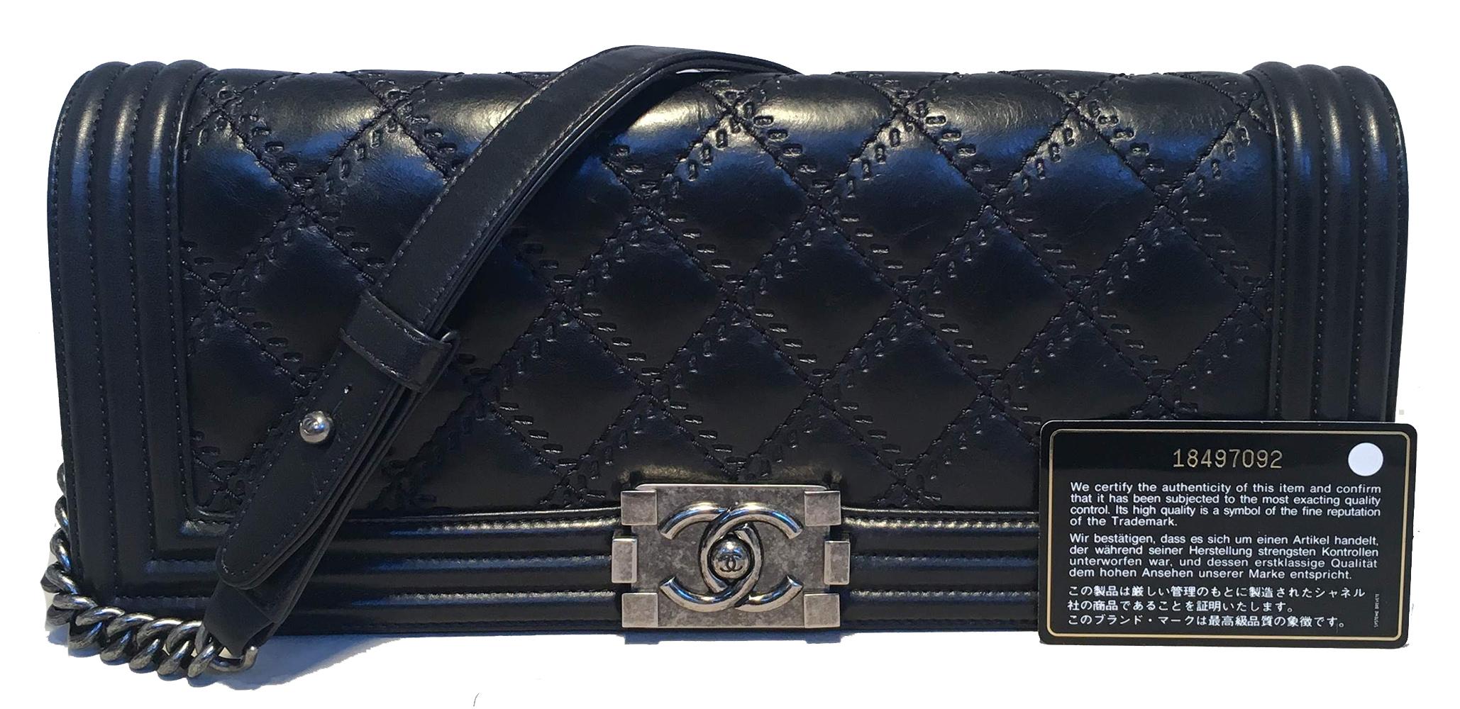 Chanel Black Convertible Long Le Boy Classic Flap Clutch Shoulder Bag 4