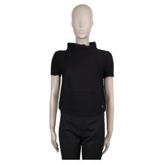 Camicia CHANEL in maglia jacquard testurizzata di cotone nero 14S, taglia 40 M