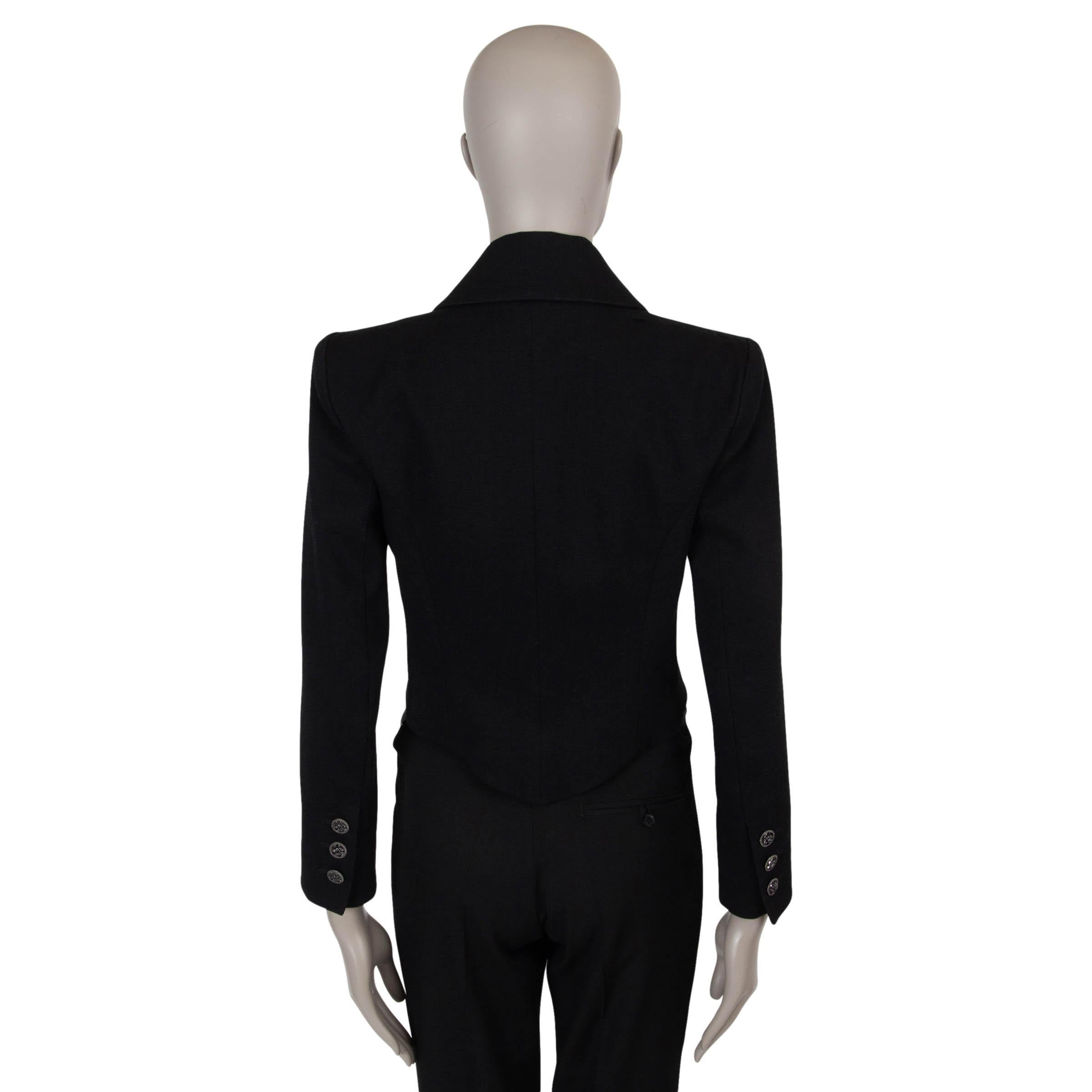 Black CHANEL black cotton 17C CUBA TUXEDO Blazer Jacket 40 M For Sale