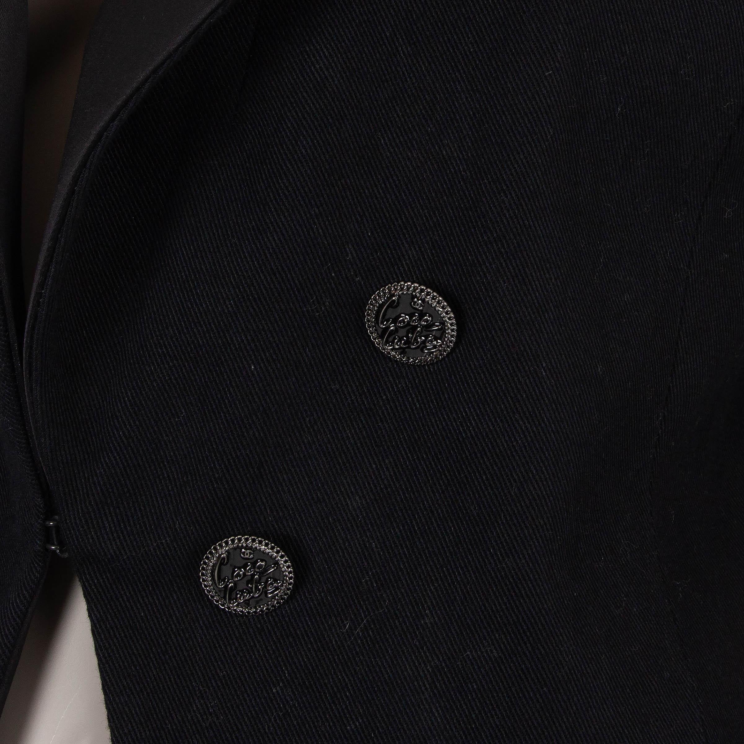 CHANEL black cotton 17C CUBA TUXEDO Blazer Jacket 40 M For Sale 2