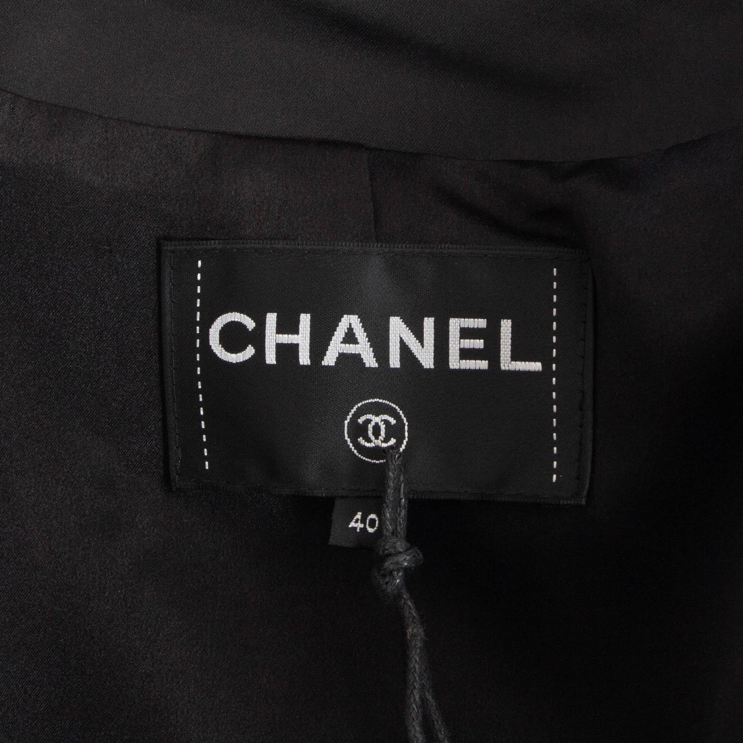 CHANEL black cotton 17C CUBA TUXEDO Blazer Jacket 40 M For Sale 3