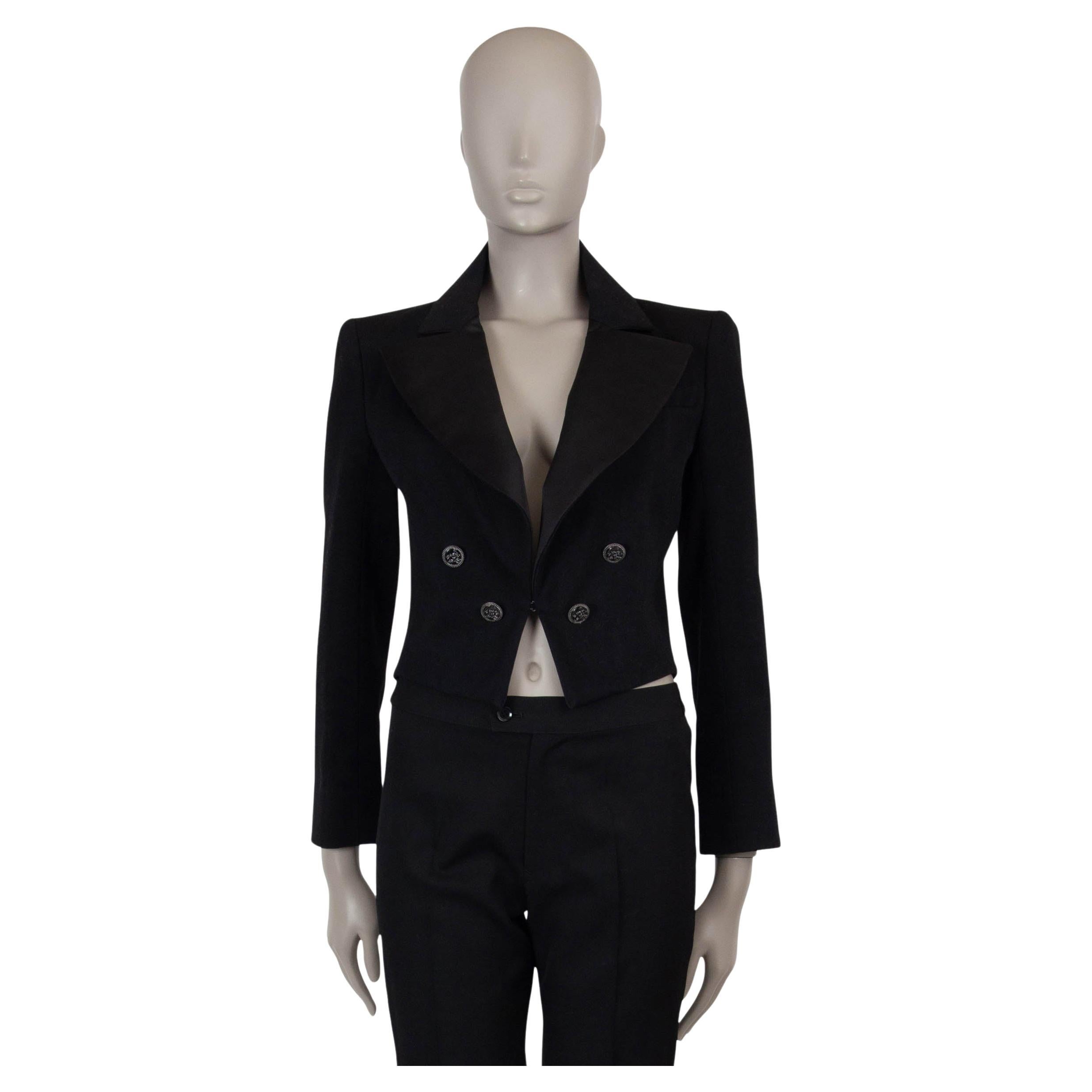 CHANEL black cotton 17C CUBA TUXEDO Blazer Jacket 40 M For Sale