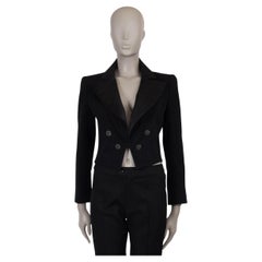 CHANEL black cotton 17C CUBA TUXEDO Blazer Jacket 40 M
