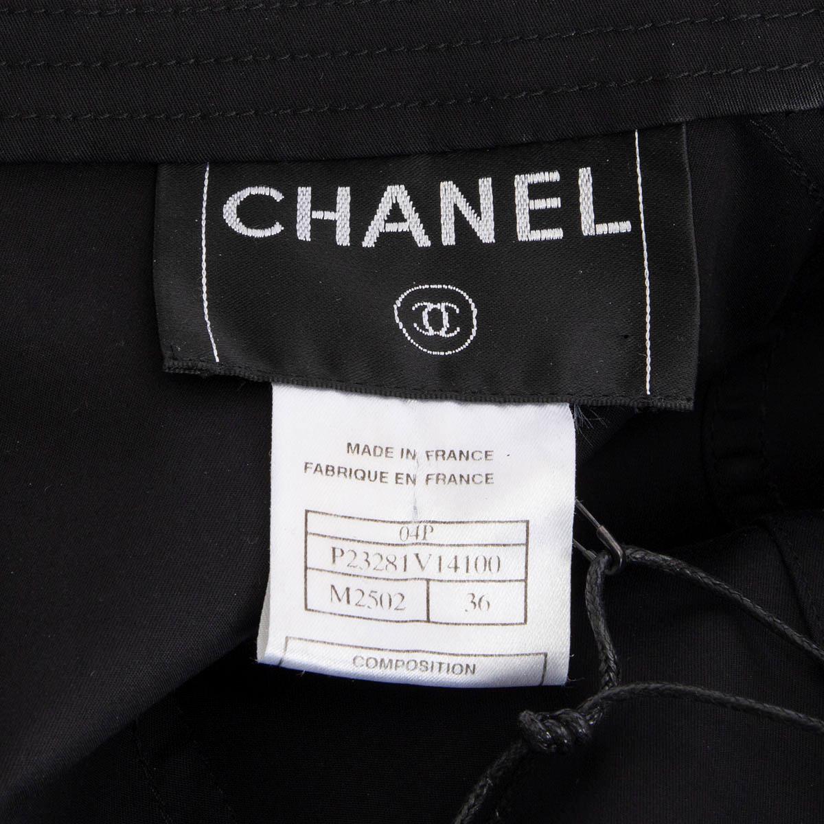 CHANEL black cotton 2004 04P BOUCLE TRIM BIKER Jacket 36 XS 4